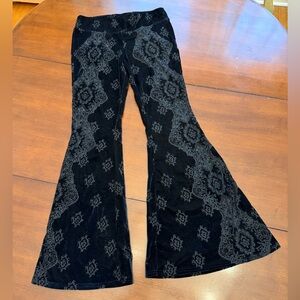 Free People Black Velvet Flare Pull-On Pants Size S